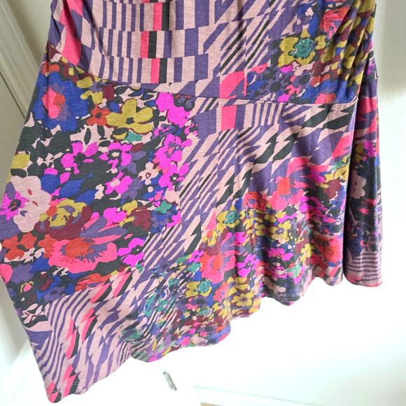 Anthropologie Daily Practice Ruched Mini Jersey Floral Print Long Sleeve Dress M - Picture 6 of 10